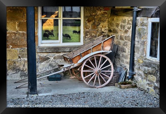 Farmyard Cart Framed Print by Mark  F Banks