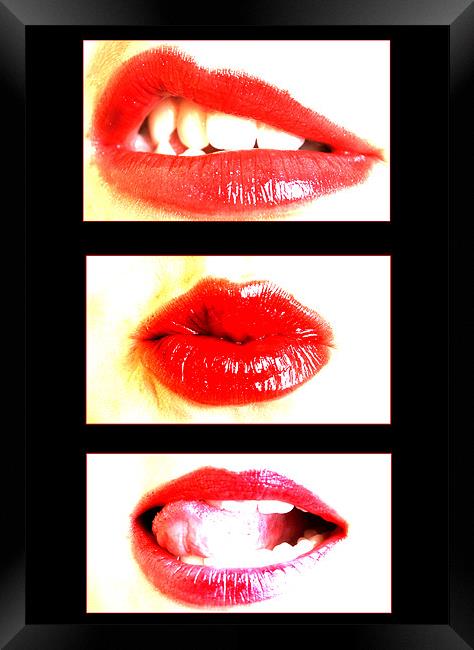 retro lips Framed Print by Kerryann Logan