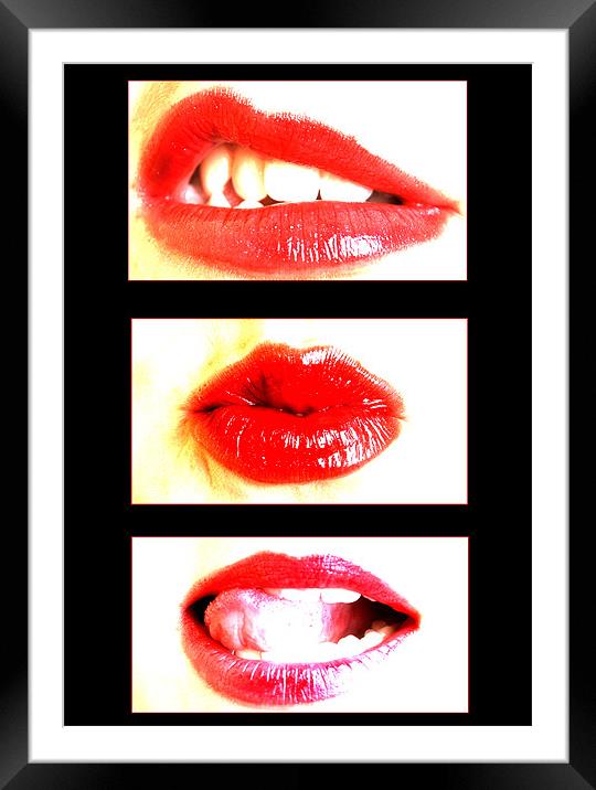 retro lips Framed Mounted Print by Kerryann Logan