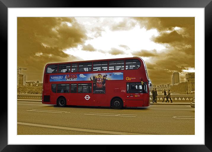 London Bus Framed Mounted Print by Nadeesha Jayamanne