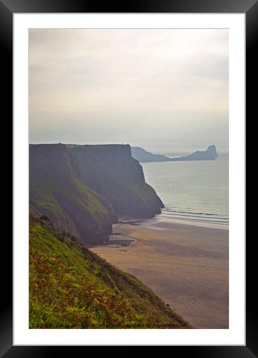 Picture of Rhossili bay beach!  Framed Mounted Print by Nadeesha Jayamanne