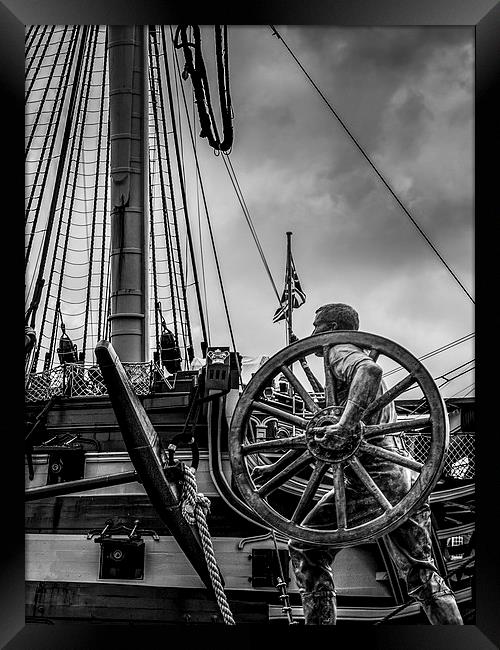  Dock Worker Statue & HMS Victory Framed Print by Jon Mills