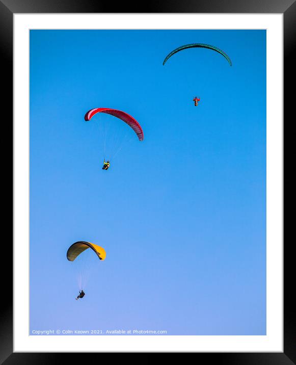 Paragliding in the Peak District Framed Mounted Print by Colin Keown