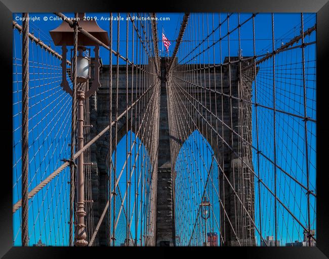 Brooklyn Bridge Framed Print by Colin Keown