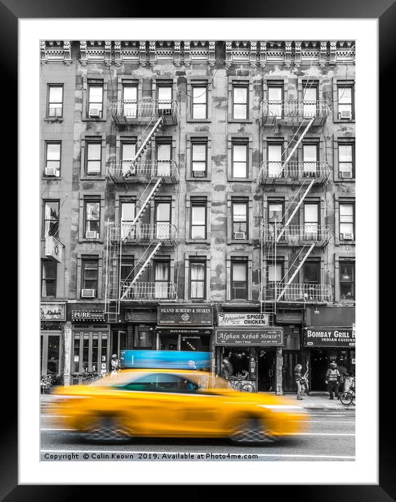 Yellow Cab, Hell's Kitchen Framed Mounted Print by Colin Keown
