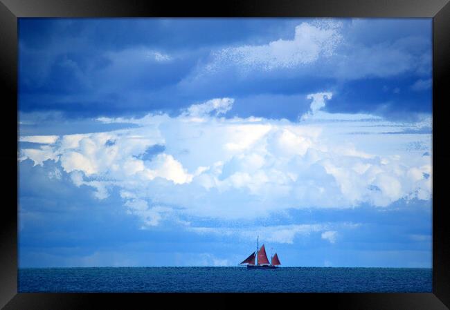Red Sail Skyscape Framed Print by Bryan 4Pics