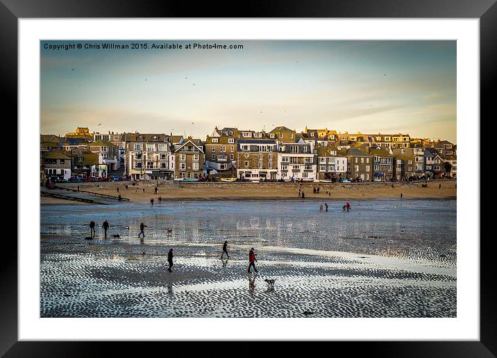 Dusk on the Beach Framed Mounted Print by Chris Willman