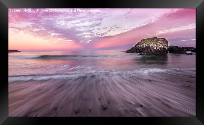  Kennack Sands Sunset Framed Print by Chris Willman