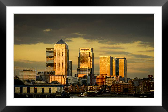 Canary Wharf Framed Mounted Print by Jan Venter