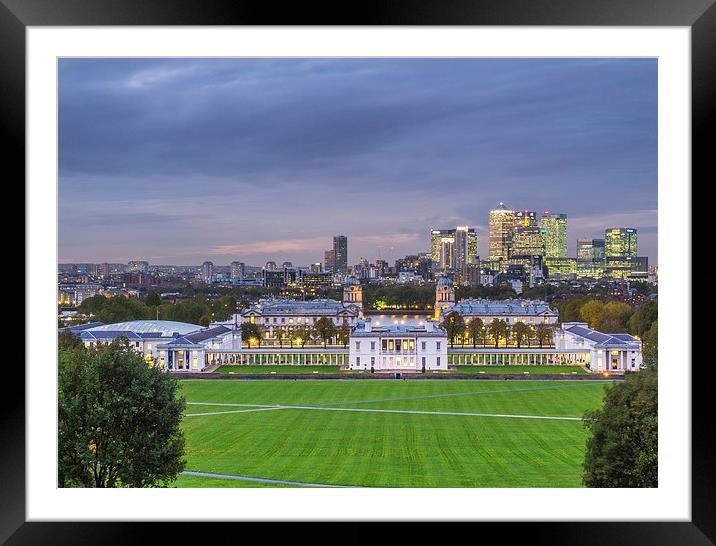 Greenwich and Canary Wharf Framed Mounted Print by Jan Venter