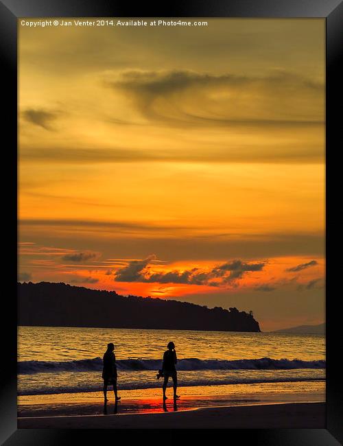  Sunset walk Framed Print by Jan Venter