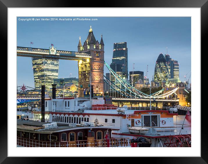  River Boats and The City Framed Mounted Print by Jan Venter