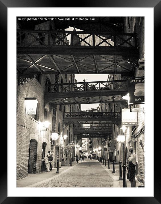  Shad Thames at Night Framed Mounted Print by Jan Venter