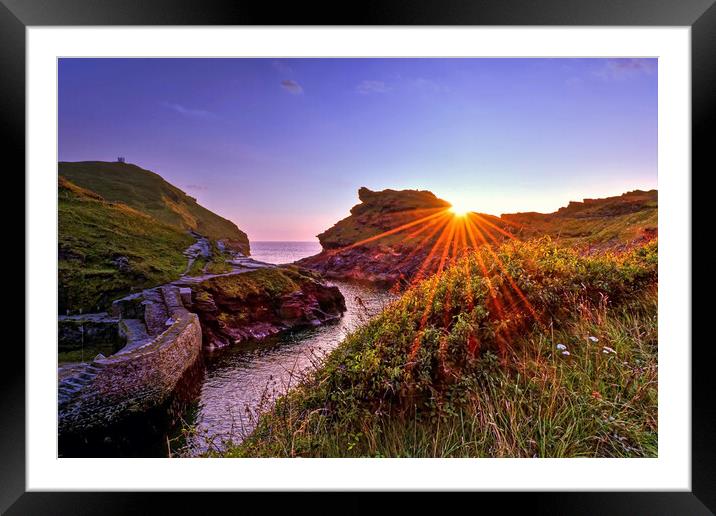 Boscastle Harbour Sunset Cornwall Framed Mounted Print by austin APPLEBY