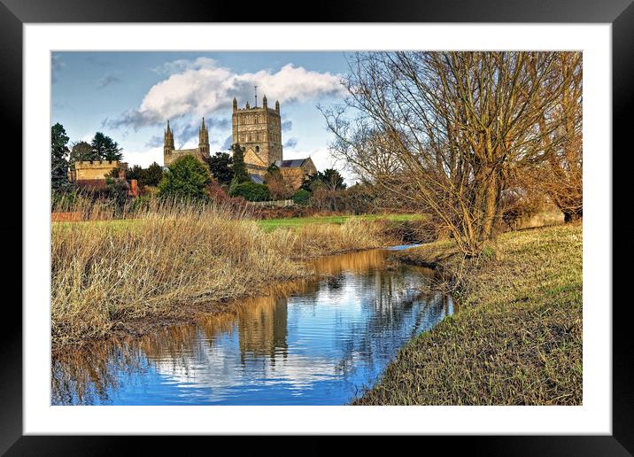 Tewkesbury Abbey Reflections Gloucestershire Framed Mounted Print by austin APPLEBY