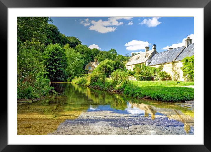 Upper Slaughter Ford Cotswolds Framed Mounted Print by austin APPLEBY