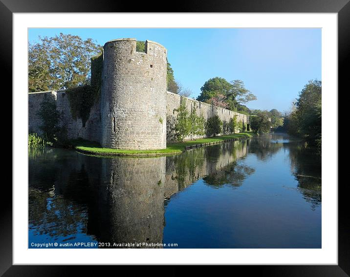 BISHOPS PALACE WALL MOAT WELLS Framed Mounted Print by austin APPLEBY