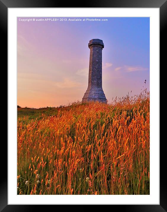 THE HARDY MONUMENT AT DUSK Framed Mounted Print by austin APPLEBY
