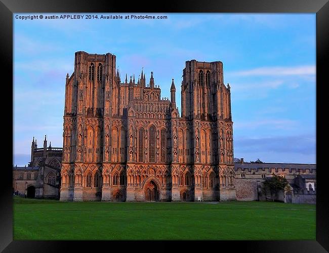 WINTER SUNSET ON WELLS CATHEDRAL Framed Print by austin APPLEBY