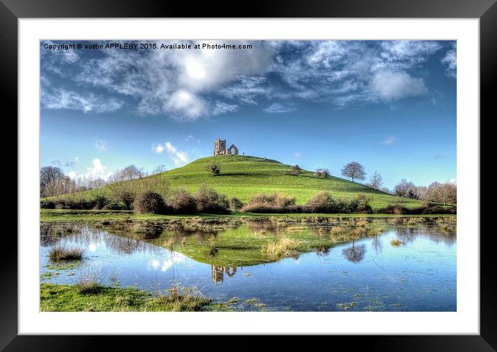  Burrow Mump Flood Reflections Framed Mounted Print by austin APPLEBY