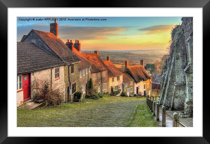  Winter Sunset Gold Hill Shaftesbury Framed Mounted Print by austin APPLEBY