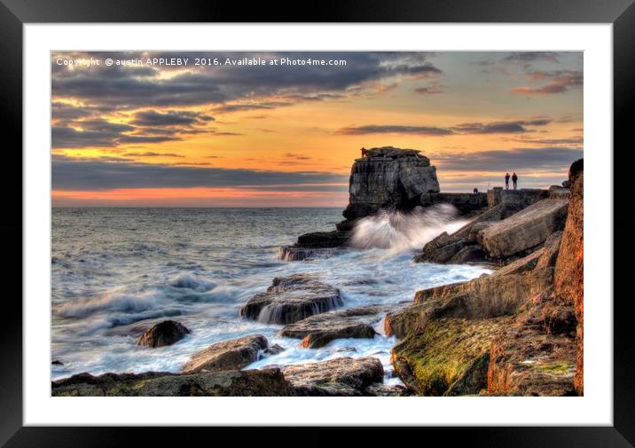 Anglers at Pulpit Rock Portland Framed Mounted Print by austin APPLEBY