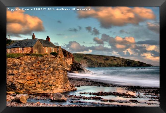 Wembury Beach And Clouds Framed Print by austin APPLEBY