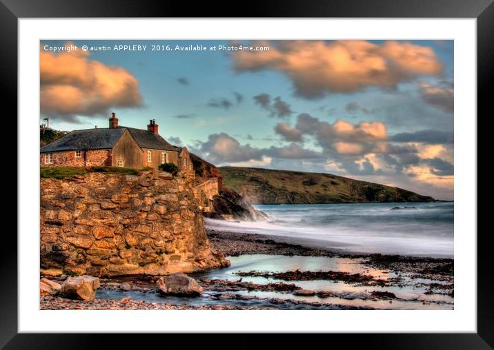 Wembury Beach And Clouds Framed Mounted Print by austin APPLEBY