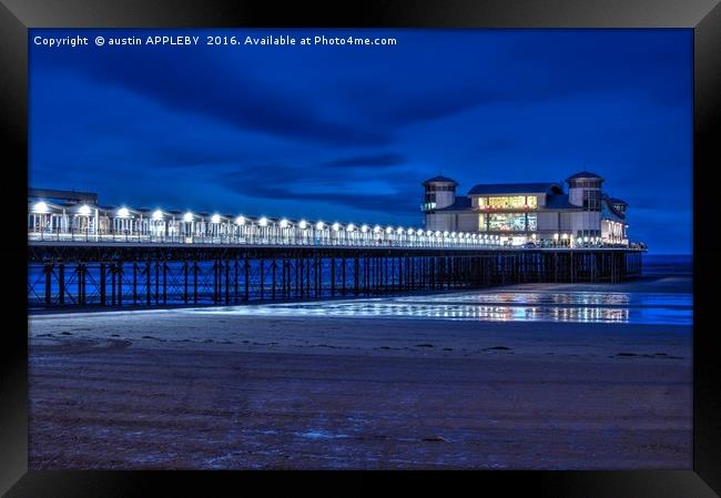 Weston Super Mare Pier At Night Framed Print by austin APPLEBY
