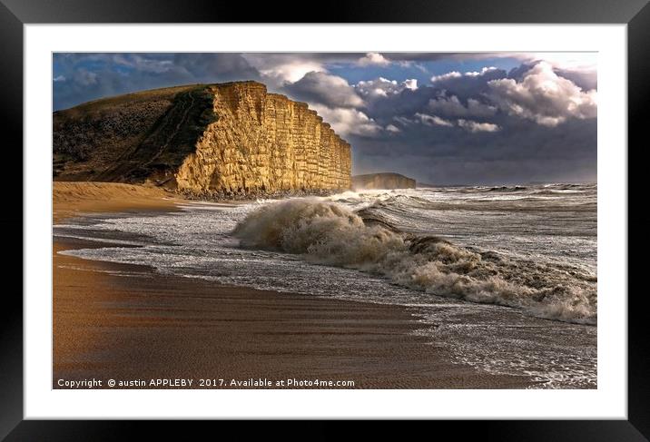West Bay Storm And Waves Framed Mounted Print by austin APPLEBY