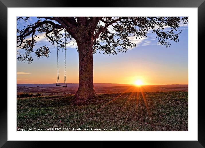 Burrow Hill Sunset Framed Mounted Print by austin APPLEBY