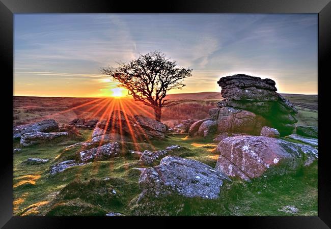 Emsworthy Rocks Sunset Framed Print by austin APPLEBY