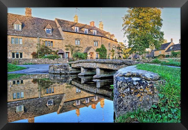 Lower Slaughter Ford Reflections Framed Print by austin APPLEBY