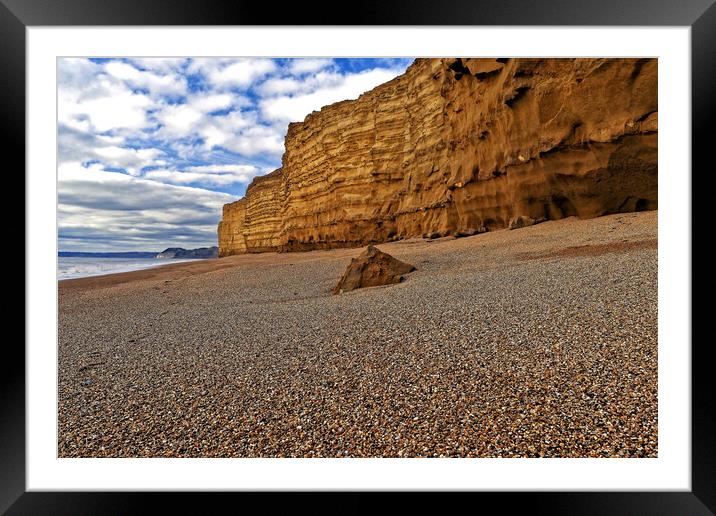 Hive Beach Rock Burton Bradstock Dorset Framed Mounted Print by austin APPLEBY