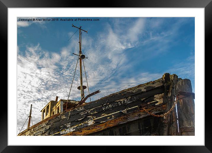  Old Burghead Boat Framed Mounted Print by Alex Millar
