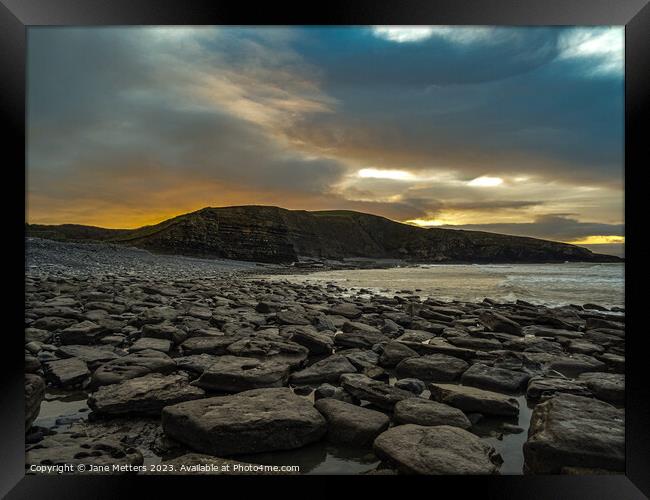 Dunraven Bay Framed Print by Jane Metters