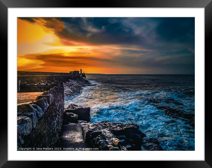 Porthcawl Lighthouse Framed Mounted Print by Jane Metters