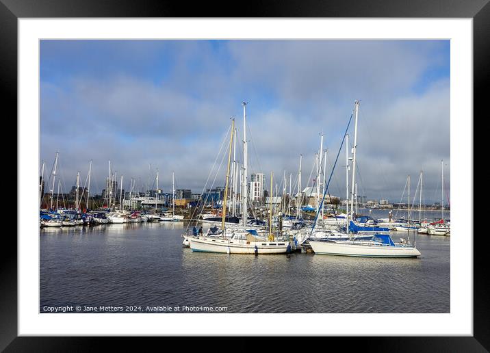Boats Moored at Penarth Marina Framed Mounted Print by Jane Metters