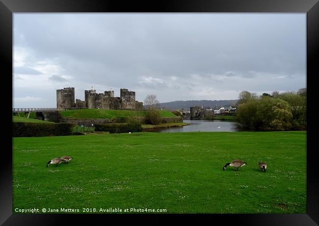 Caerphilly Castle  Framed Print by Jane Metters