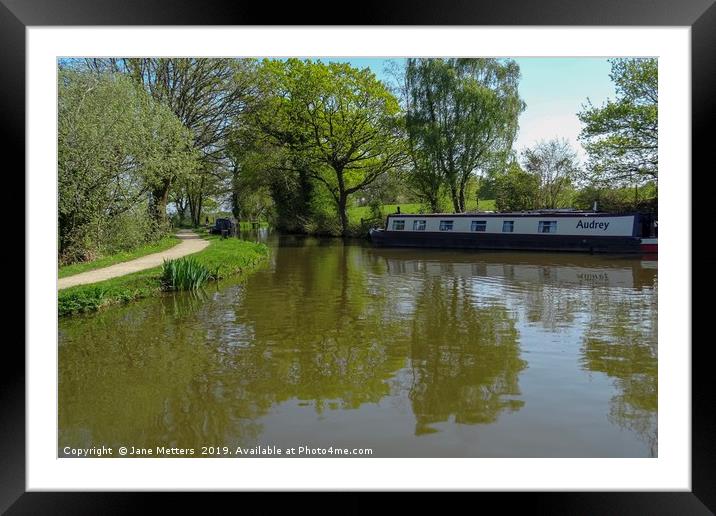Narrowboat at Goytre Wharf Framed Mounted Print by Jane Metters