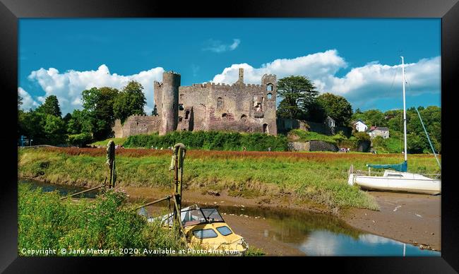 Laugharne Castle Framed Print by Jane Metters