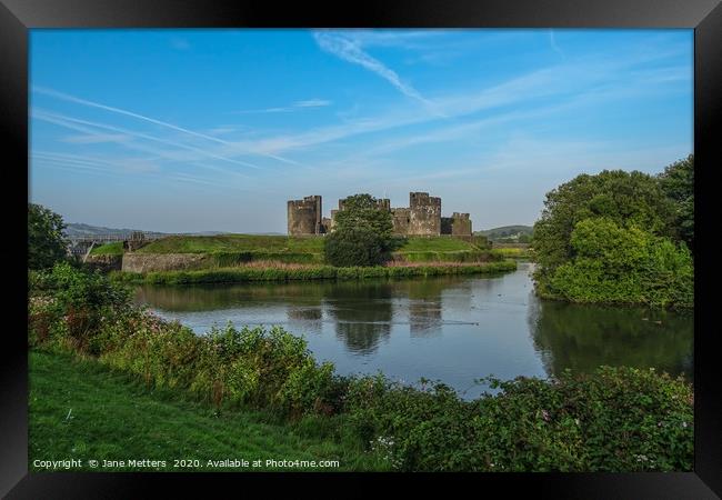 Caerphilly Castle Moat Framed Print by Jane Metters