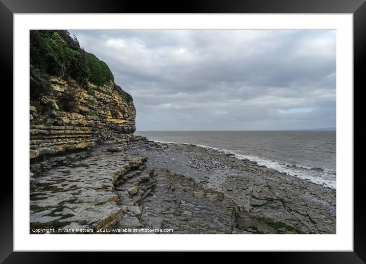 Cliffs, Sea and Rocks Framed Mounted Print by Jane Metters