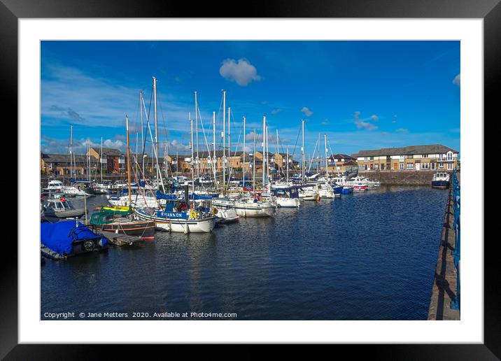 Blue Sky Over The Marina Framed Mounted Print by Jane Metters