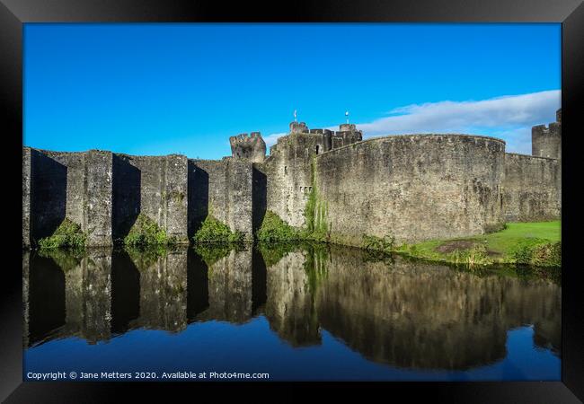 Reflections in the Moat Framed Print by Jane Metters