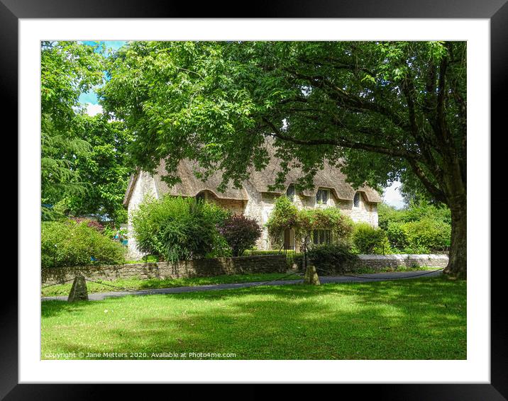 Thatched Roof Cottage Framed Mounted Print by Jane Metters