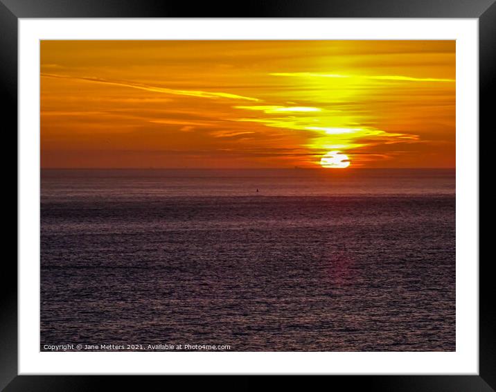 Sunset behind the Sea  Framed Mounted Print by Jane Metters