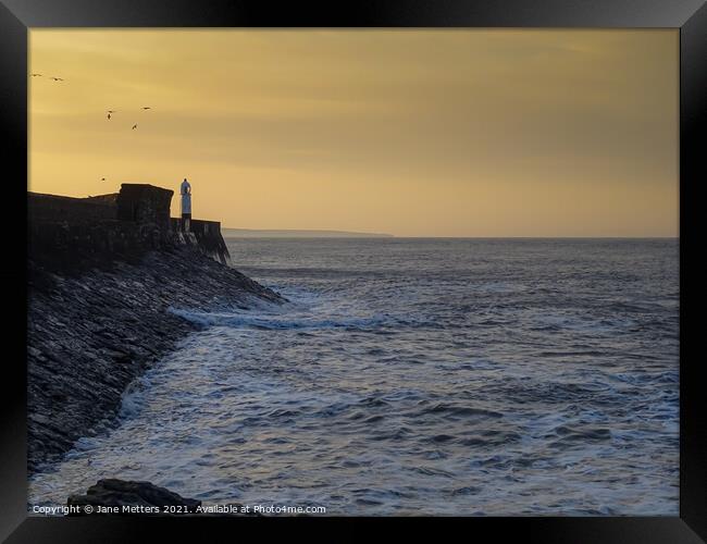 Porthcawl Lighthouse Framed Print by Jane Metters