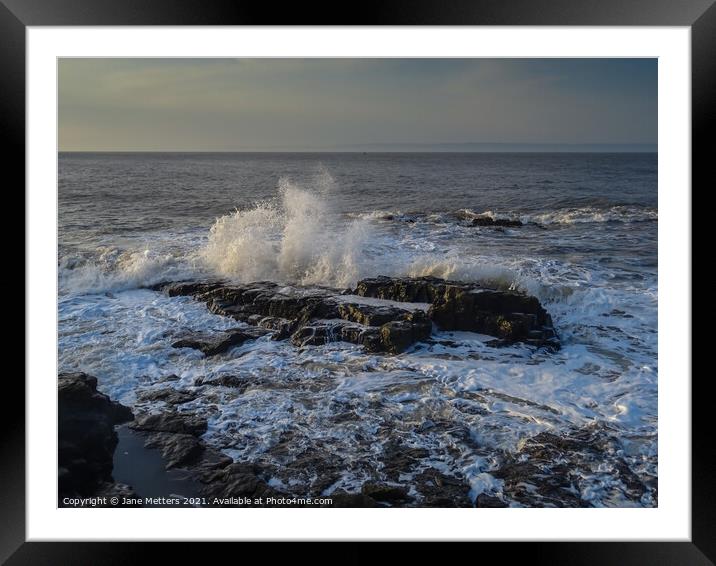 Crashing Waves Framed Mounted Print by Jane Metters
