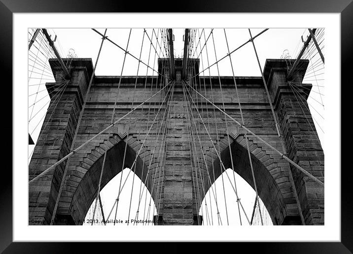 Brooklyn Bridge, New York Framed Mounted Print by Megan Winder